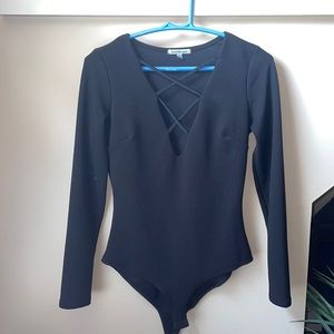 Charlotte Russe V neck black bodysuit